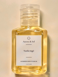 Aurora & Sol Vanilla Angel body and hair oil bottle on a beige background